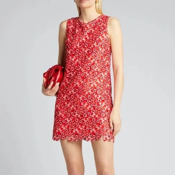 alice and olivia red and white dress Alice + Olivia White/Red Linen Blend Dress Women's Sz 2
